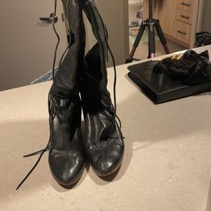 Size 9 Florentini and baker Italian leather gather at ankle and on top